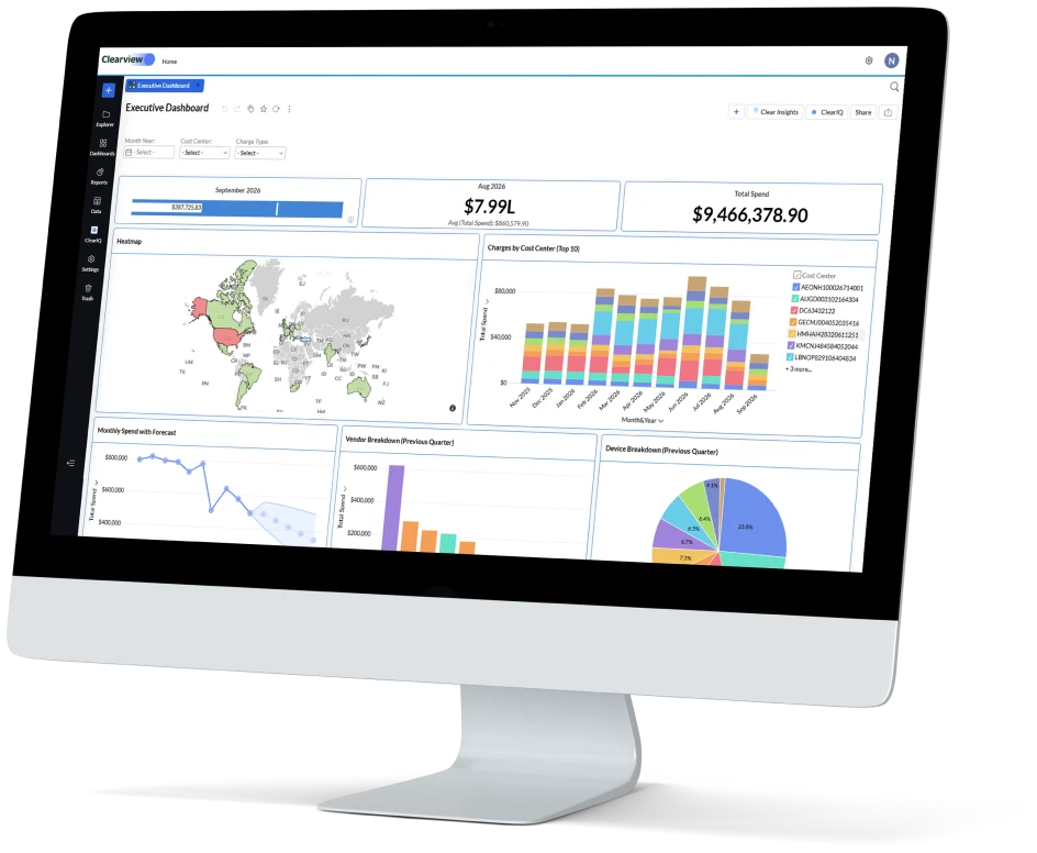 Clearview executive dashboard on a desktop monitor