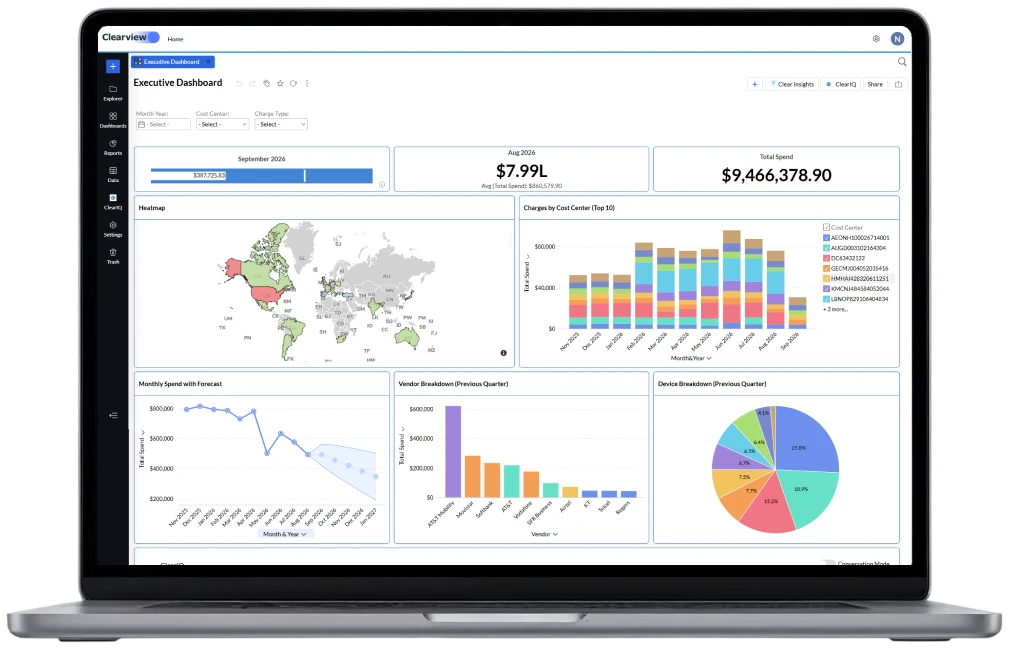 Clearview invoice dashboard on a laptop